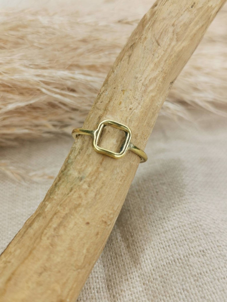 Square Ring, Stacking Ring, Minimalist Ring, Geometric Ring, Square Ring, Gold Ring, Brass Ring Gold