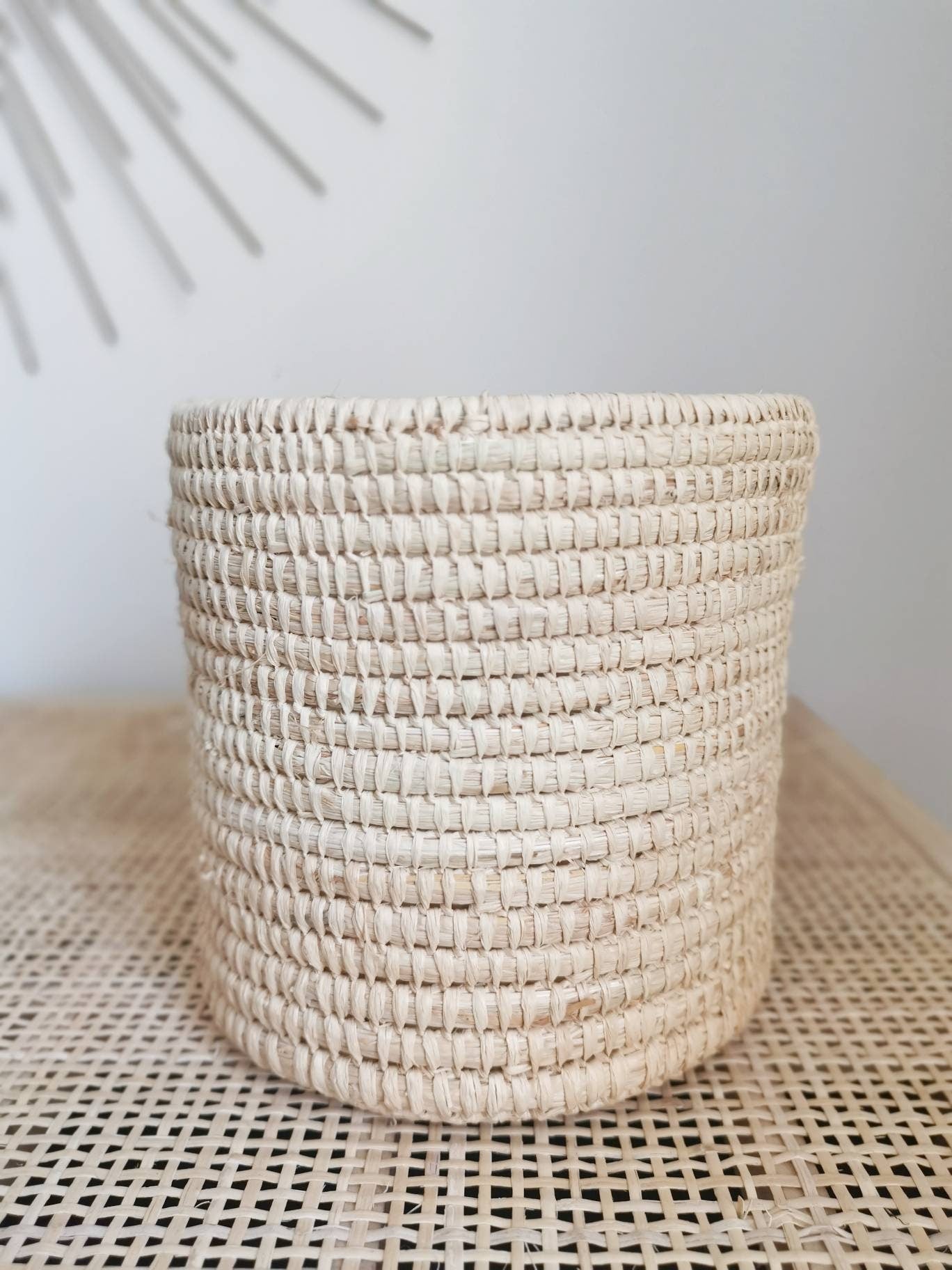 Panier marocain, panier cosmétique, panier de rangement, panier à plantes, panier bohème, fait main en raphia, équitable, durable, panier de Marrakech