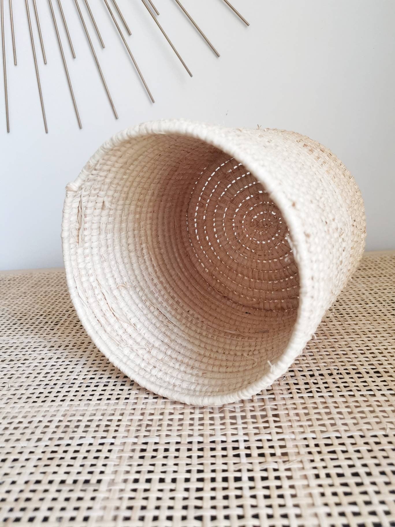 Panier marocain, panier cosmétique, panier de rangement, panier à plantes, panier bohème, fait main en raphia, équitable, durable, panier de Marrakech