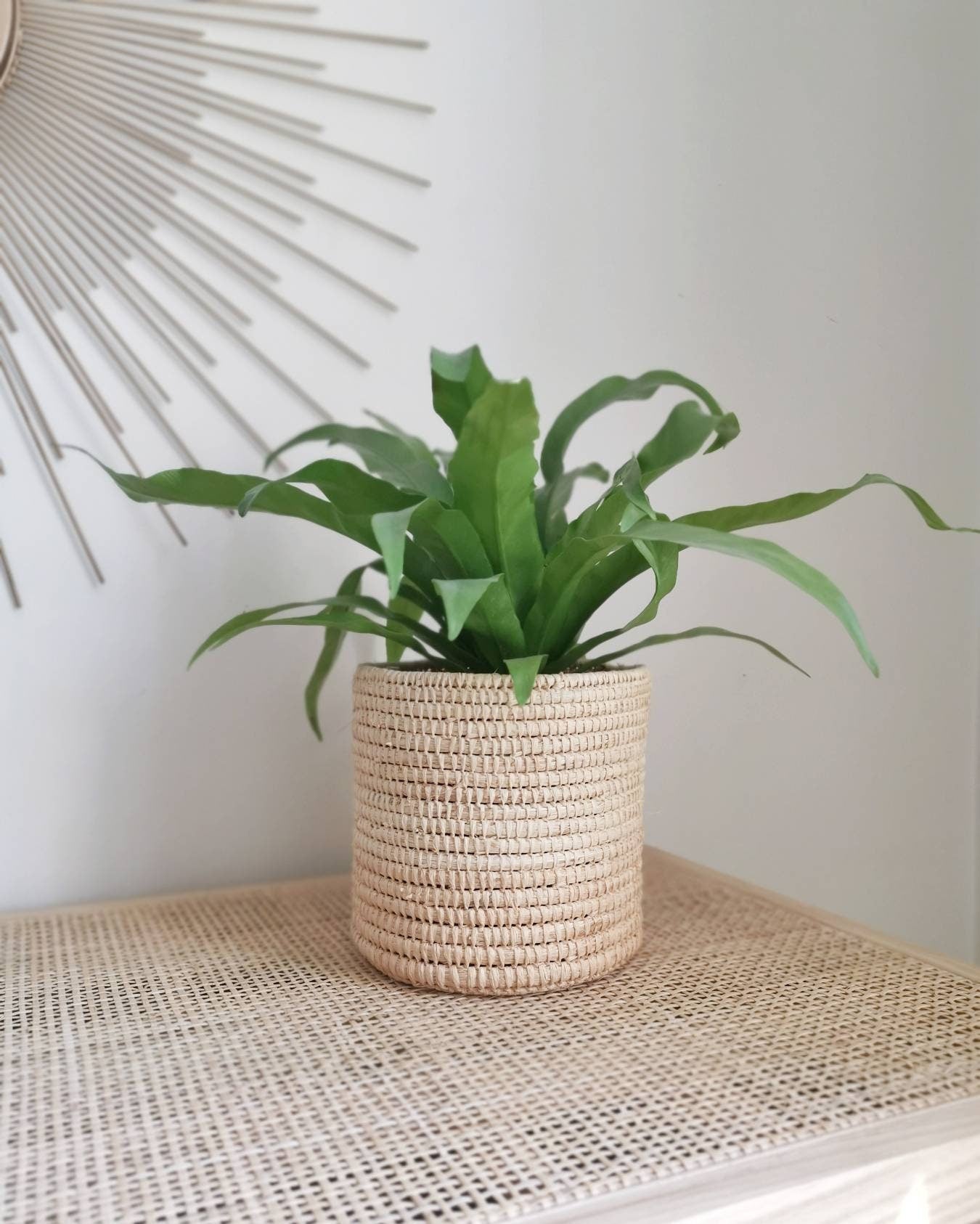 Moroccan basket, cosmetic basket, storage basket, plant basket, boho basket, handmade from raffia, fair, sustainable, basket from Marrakech