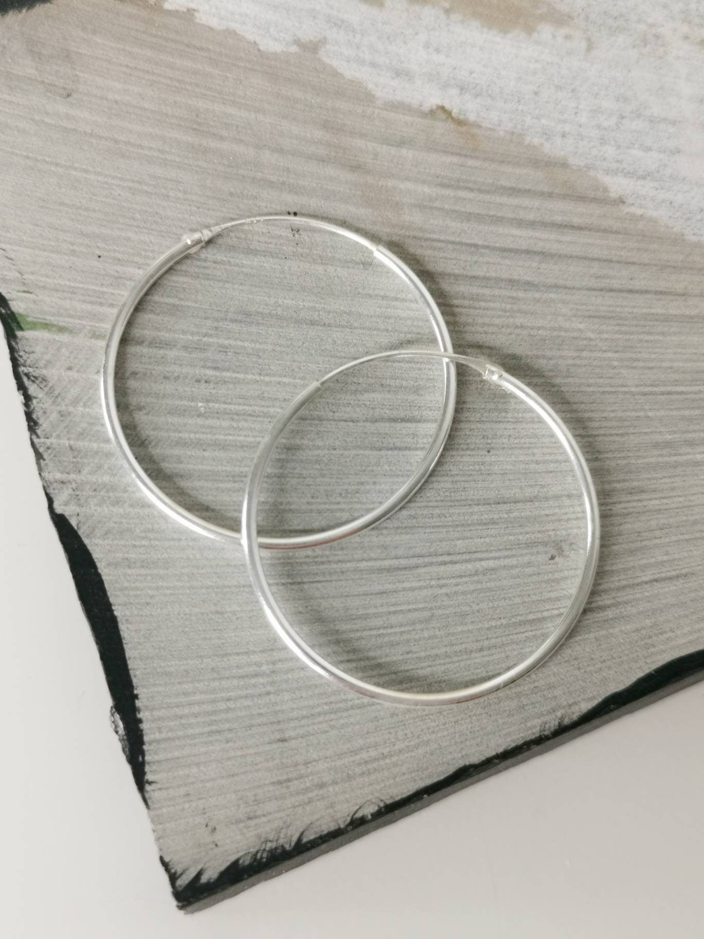 Creolen 925 Silber 30 mm x 1,2mm, Sterling Silber Creolen