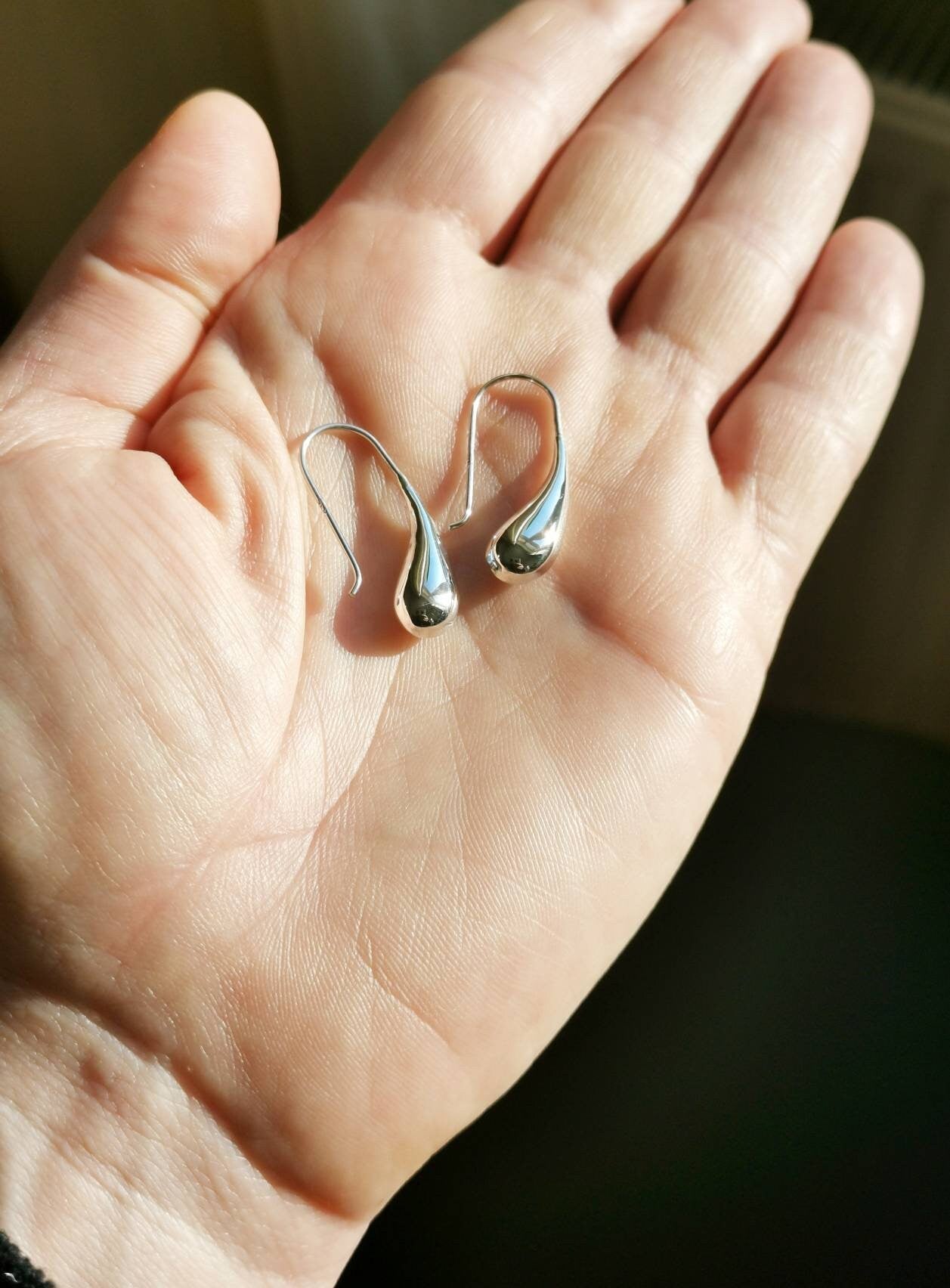 Tropfen Ohrhänger aus Silber 925, Lange Hängende Ohrringe, Tropfenförmig, Minimalistisch Ohrringe, Hängeohrringe Silber