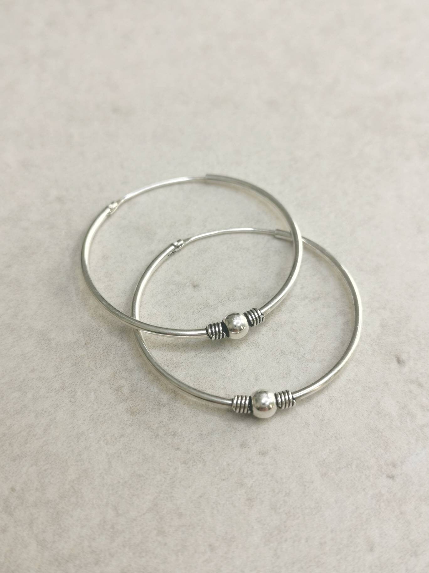 Sterling Silver Bali Hoop Earrings, 925 Silver Hoop Earrings, Hoop Earrings 30mm, Silver 925 Earrings, Boho Hippie Hoop Earrings, Bali Hoop Earrings