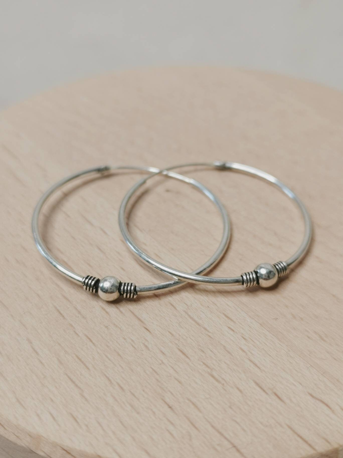 Sterling Silver Bali Hoop Earrings, 925 Silver Hoop Earrings, Hoop Earrings 30mm, Silver 925 Earrings, Boho Hippie Hoop Earrings, Bali Hoop Earrings
