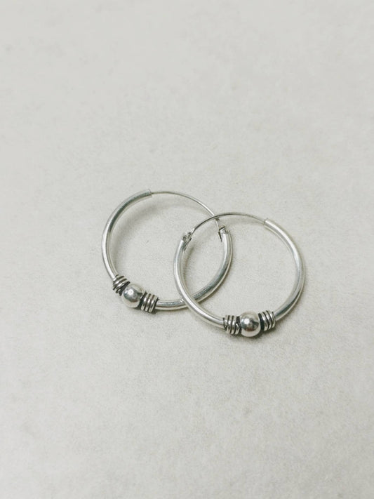 Bali hoop earrings 16mm made of 925 silver, sterling silver mini hoop earrings, silver 925 earrings, boho small hoop earrings