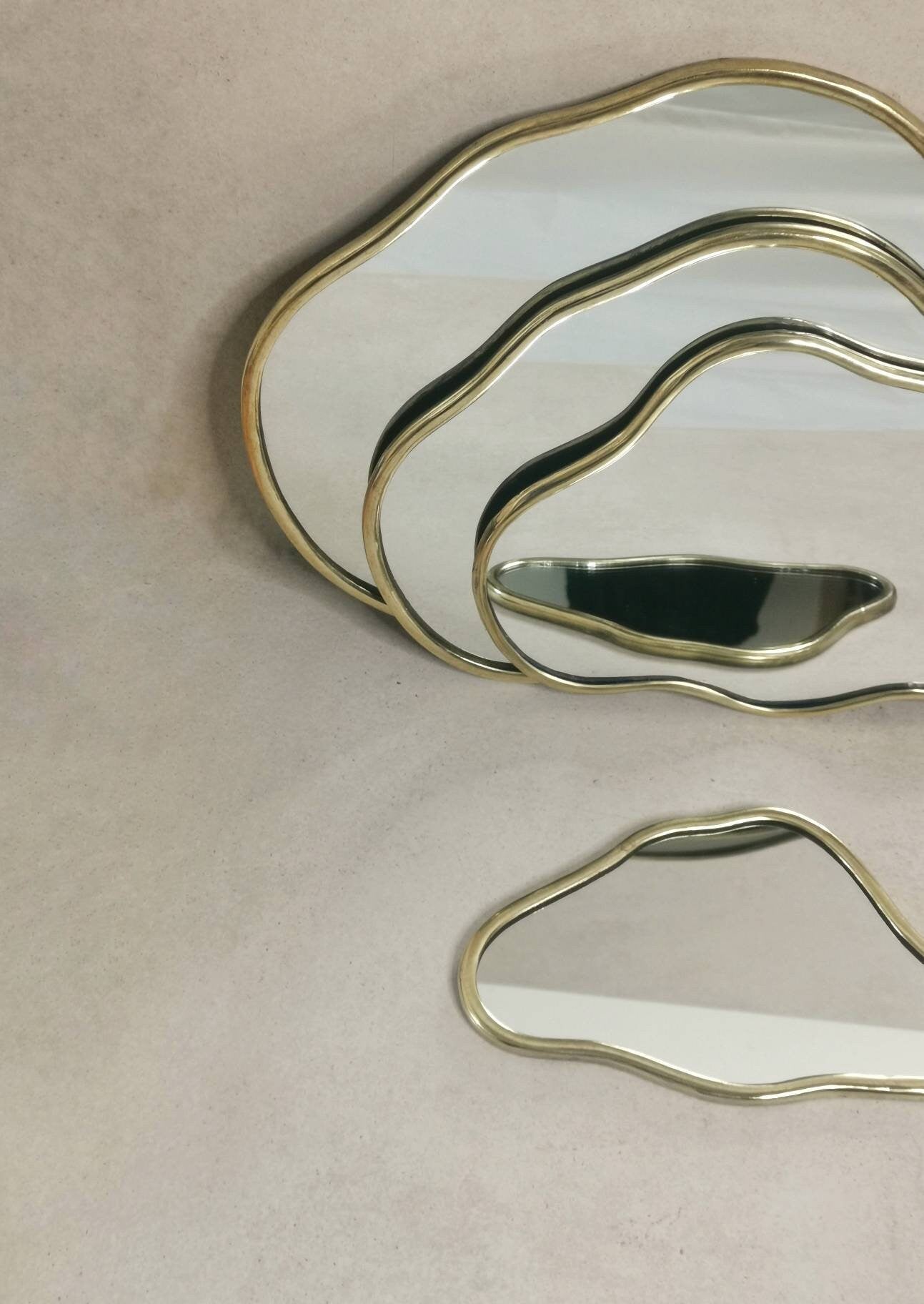 Cloud Mirror, Golden Brass Mirror, Cloud Wall Mirror, Handmade from Morocco, Golden Brass Frame