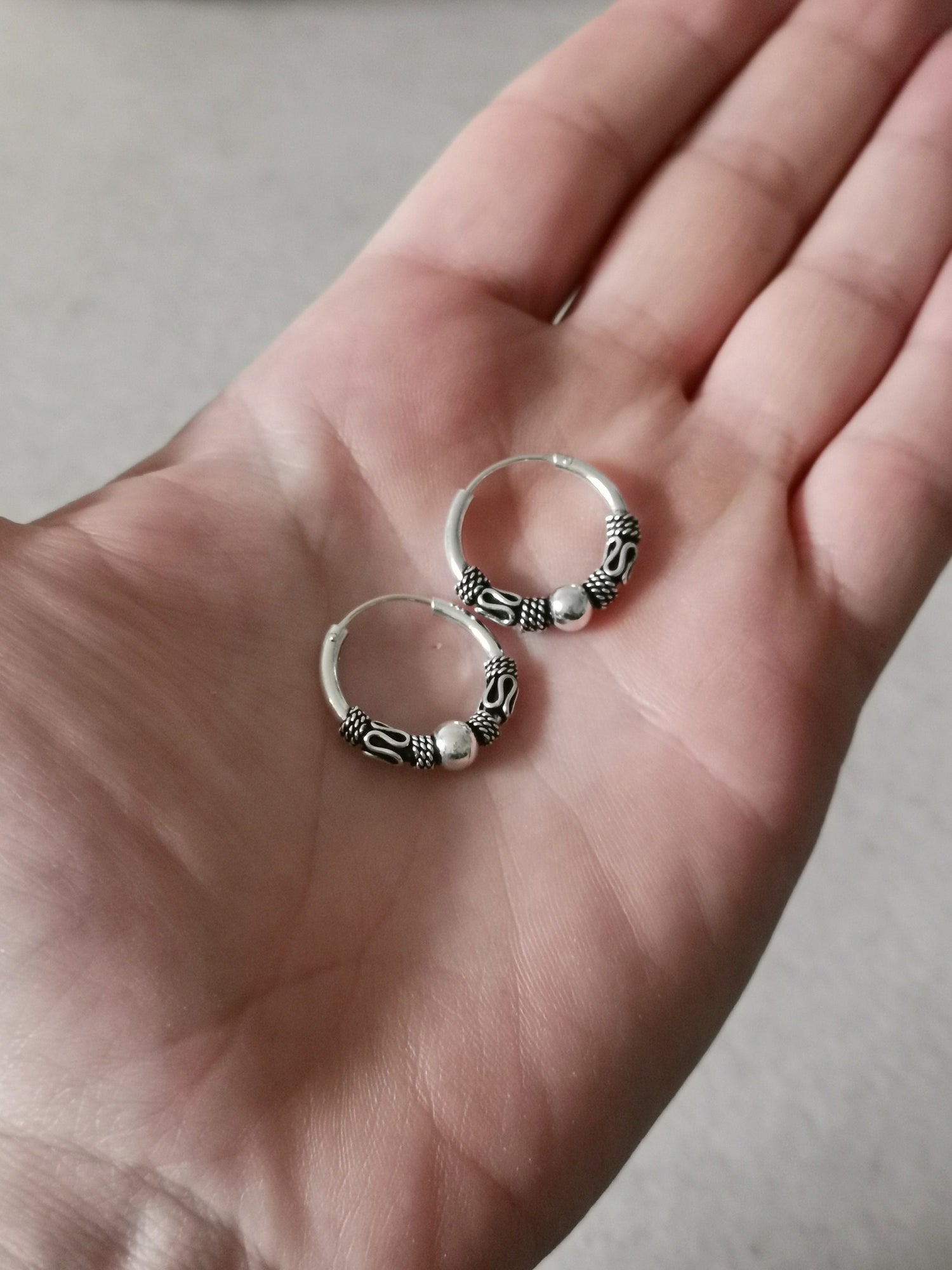 Bali hoop earrings 20mm made of 925 silver, sterling silver hoop earrings, earrings silver 925, boho hippie hoop earrings