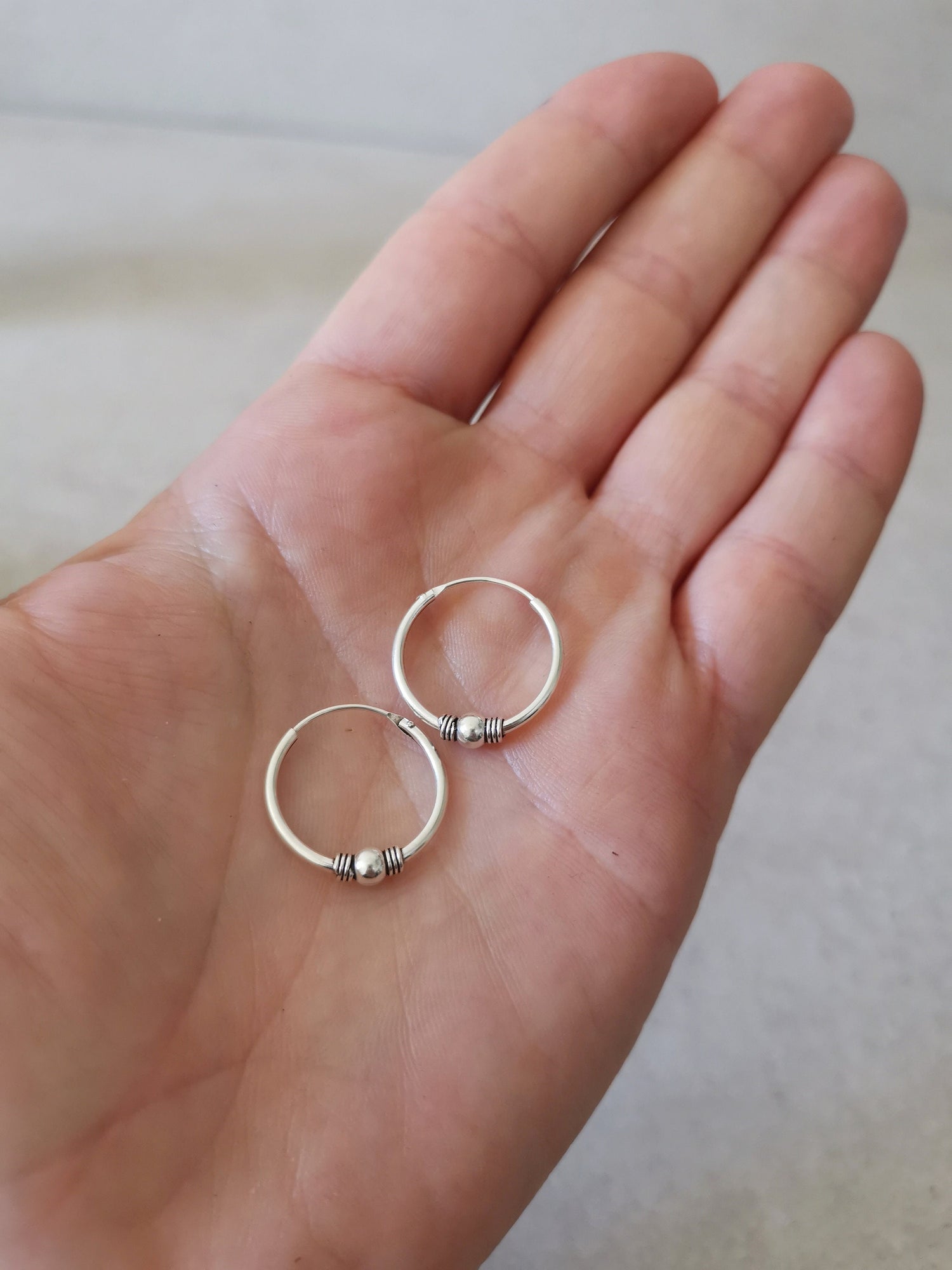 Bali hoop earrings 20mm made of 925 silver, sterling silver hoop earrings, earrings silver 925, boho hippie hoop earrings
