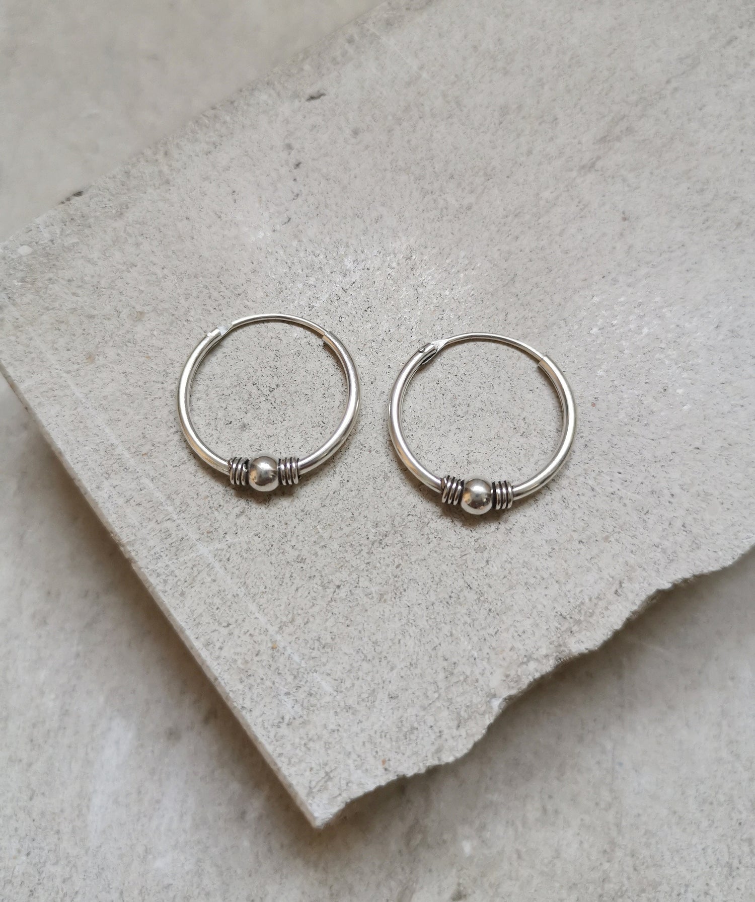 Bali hoop earrings 20mm made of 925 silver, sterling silver hoop earrings, earrings silver 925, boho hippie hoop earrings