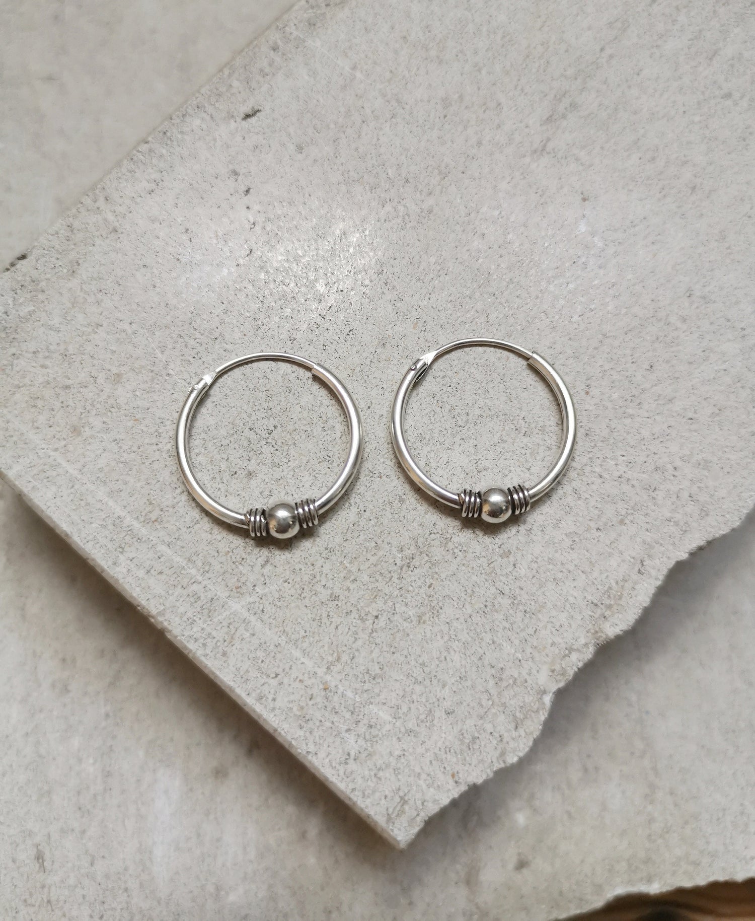 Bali hoop earrings 20mm made of 925 silver, sterling silver hoop earrings, earrings silver 925, boho hippie hoop earrings