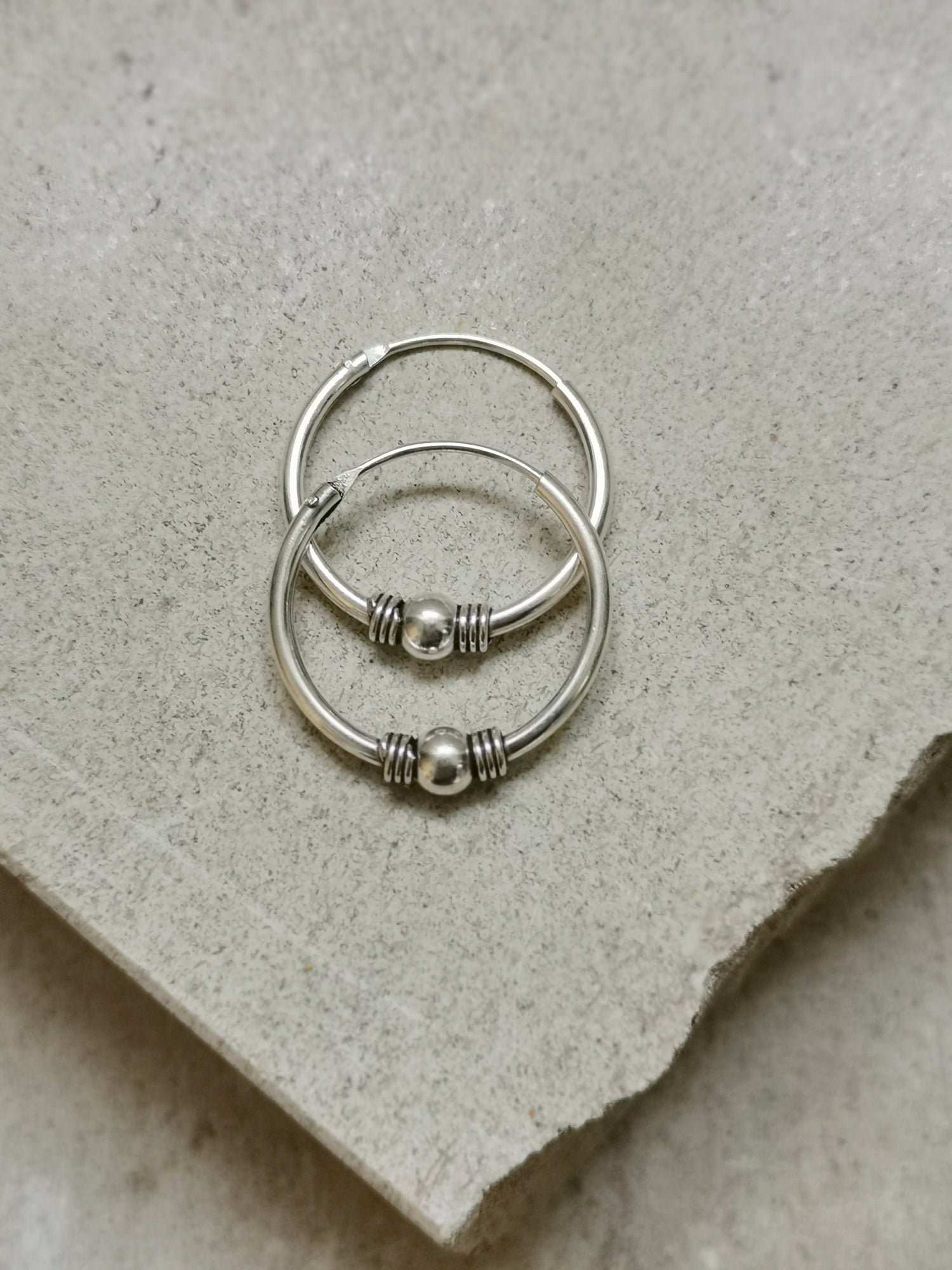 Bali hoop earrings 20mm made of 925 silver, sterling silver hoop earrings, earrings silver 925, boho hippie hoop earrings