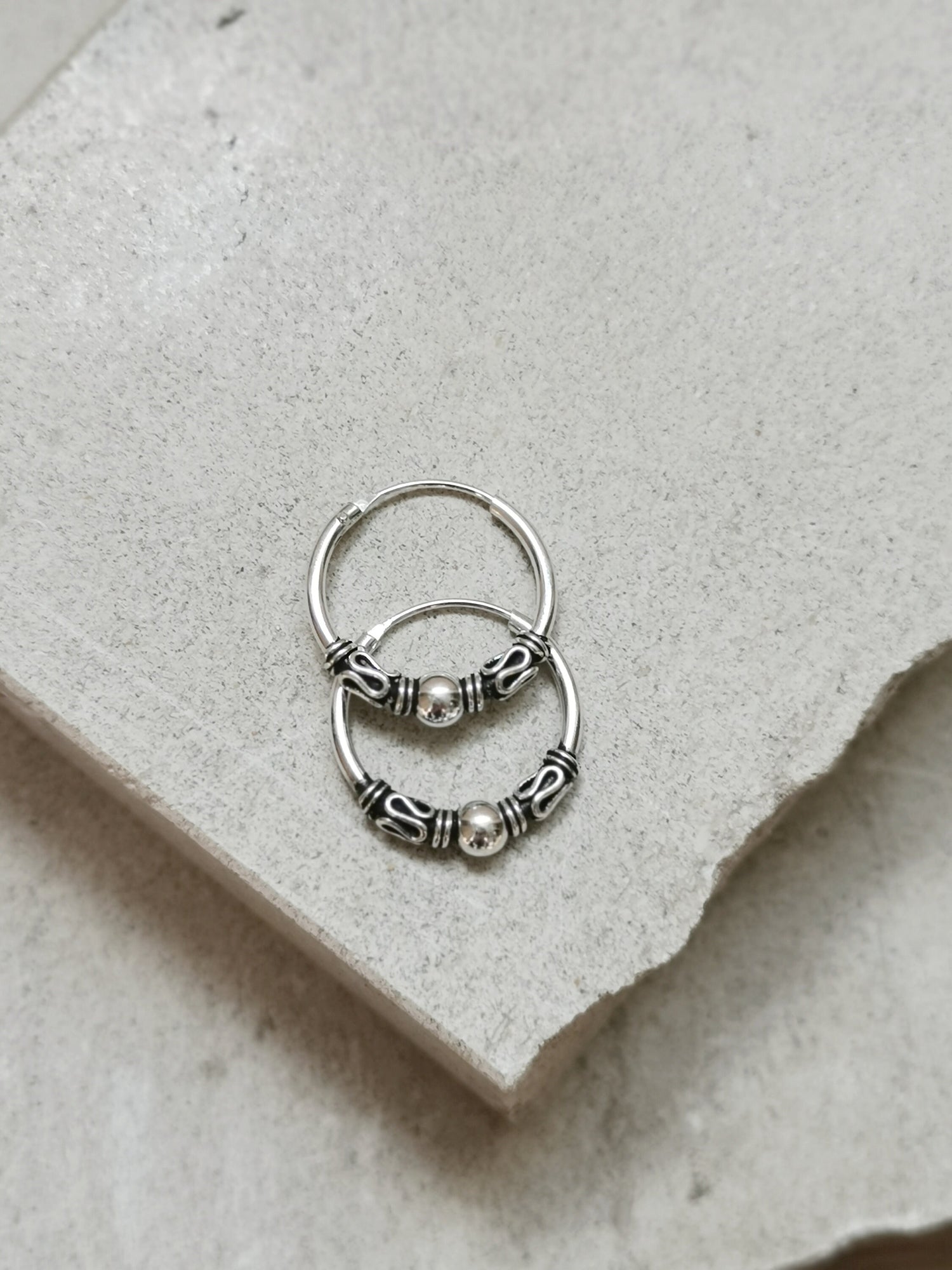Bali hoop earrings 18mm made of 925 silver, sterling silver hoop earrings, earrings silver 925, boho small hoop earrings