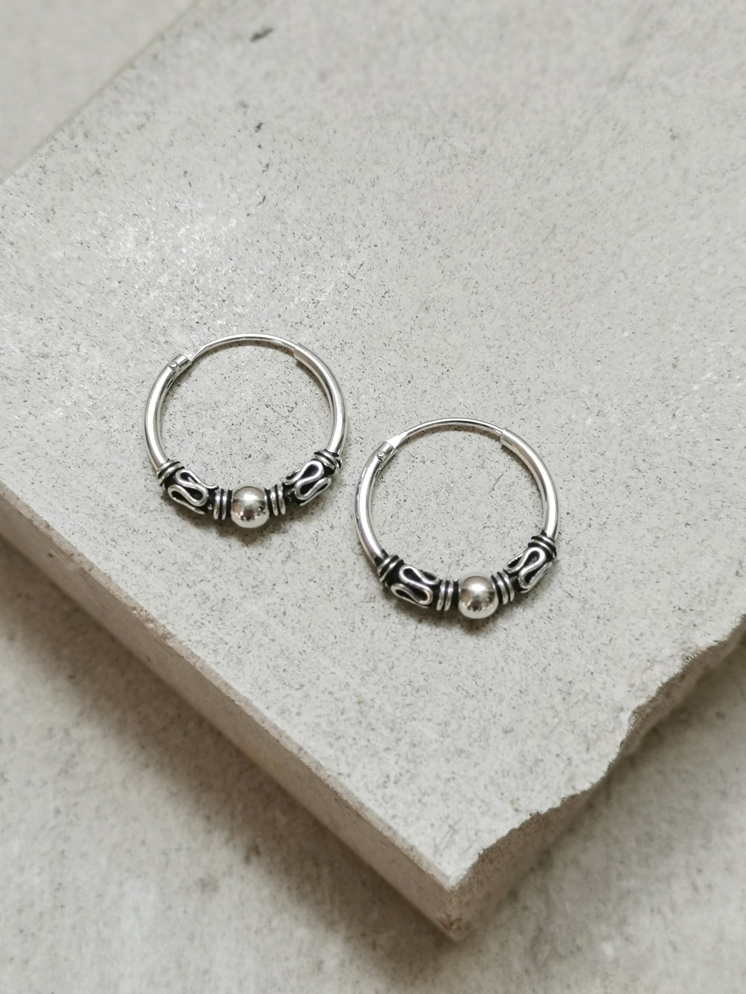 Bali hoop earrings 18mm made of 925 silver, sterling silver hoop earrings, earrings silver 925, boho small hoop earrings