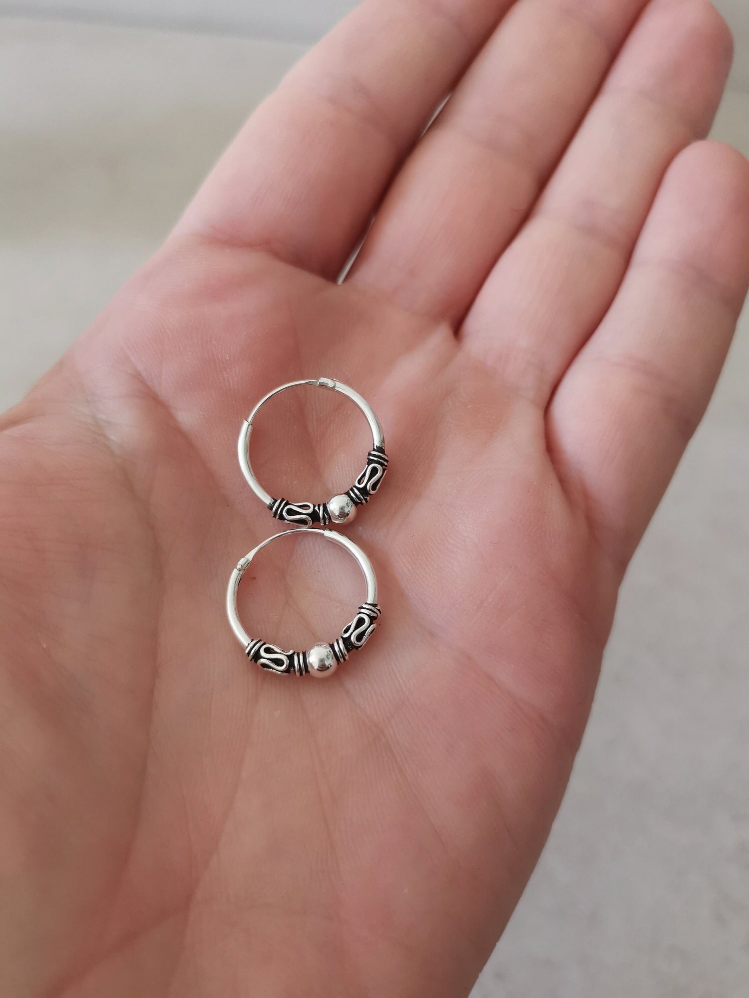 Bali hoop earrings 18mm made of 925 silver, sterling silver hoop earrings, earrings silver 925, boho small hoop earrings