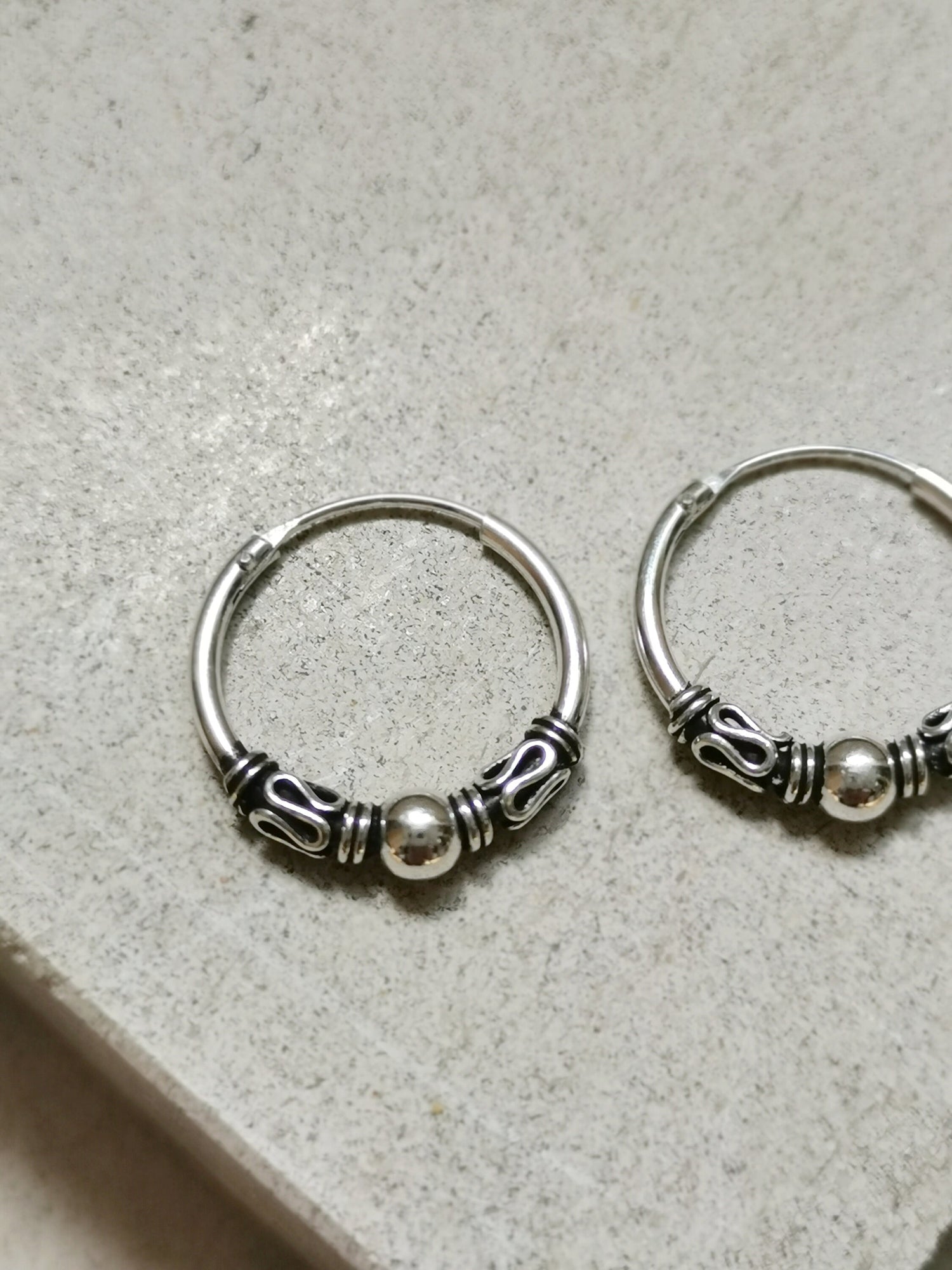 Bali hoop earrings 18mm made of 925 silver, sterling silver hoop earrings, earrings silver 925, boho small hoop earrings