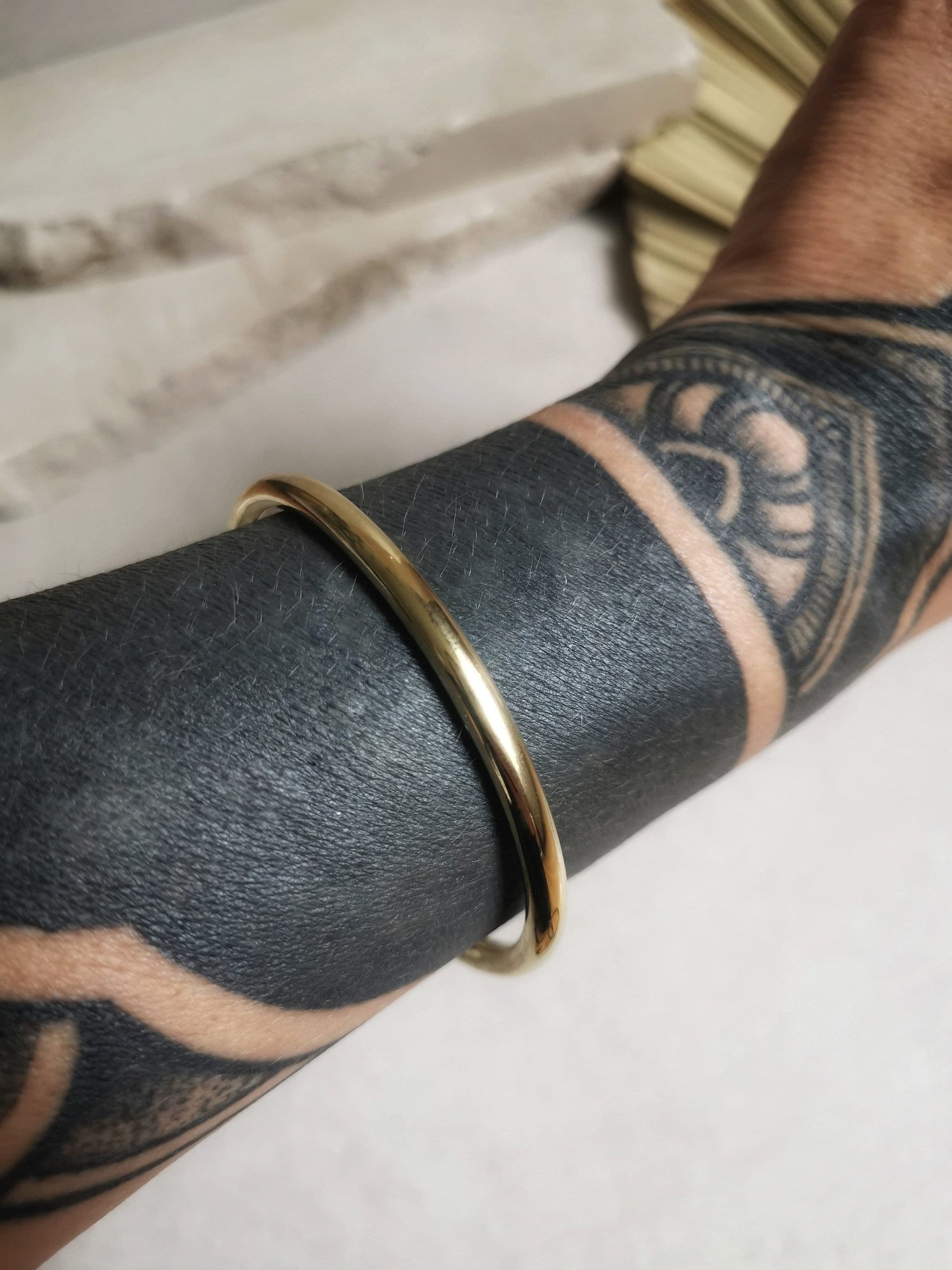 Chunky bracelet made of golden brass, statement bracelet, wide bangle, tribal golden bangle, minimalist simple bangle