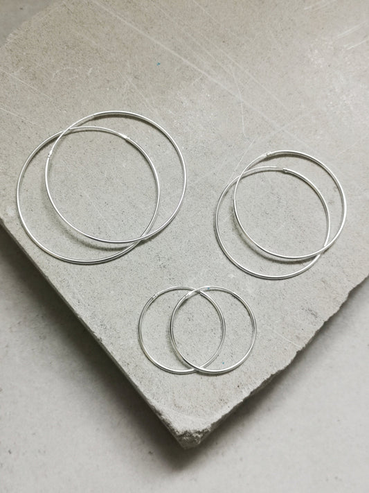 Dünne Creolen aus Silber 925, Creolen 30mm, 40mm, 50 mm, Sterling Silber Creolen, Silber Creolen fein und leicht