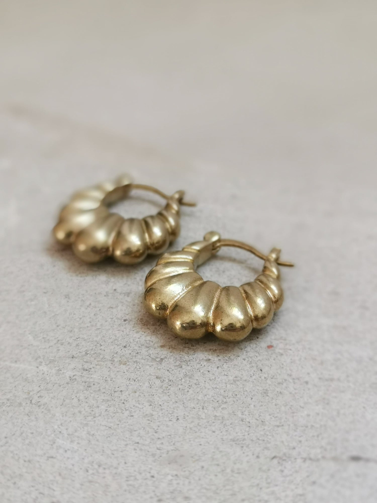 Boucles d'oreilles créoles croissant en laiton doré, petites créoles épaisses, créoles ovales