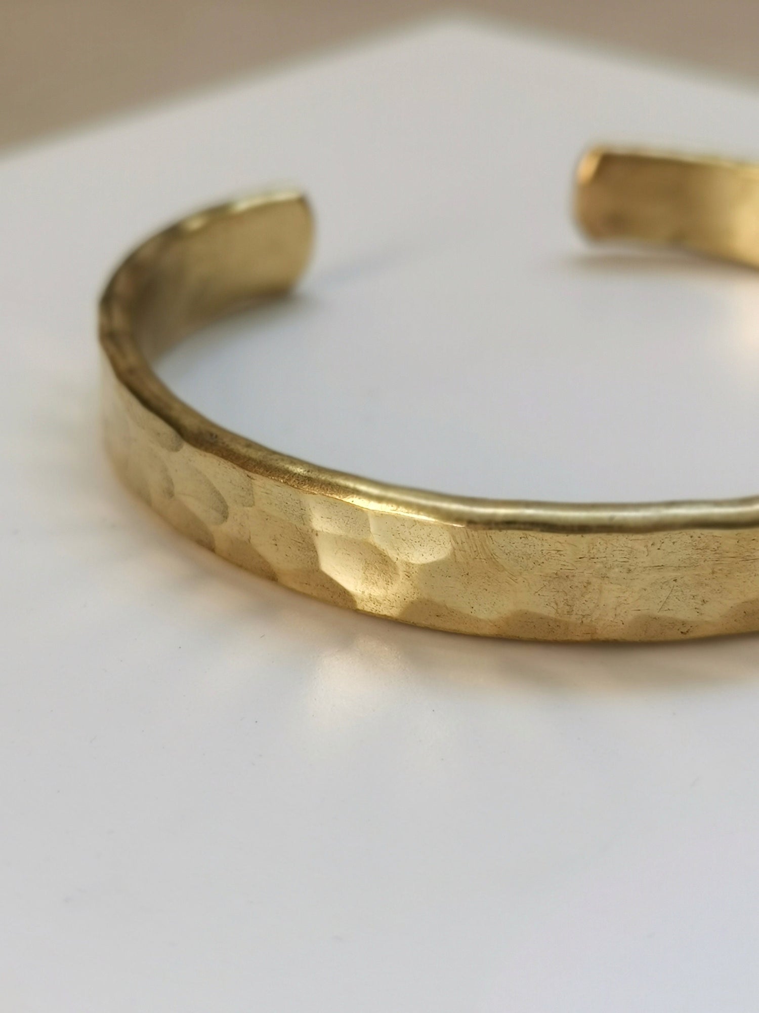 Wide bracelet made of golden brass adjustable, bangle made of solid brass hammered gold, minimalist simple bangle