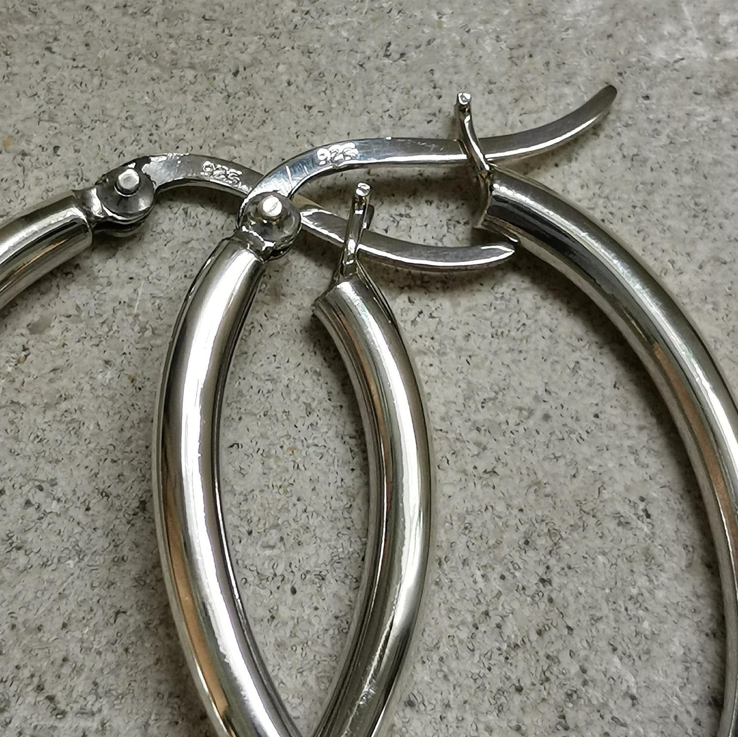 Boucles d'oreilles créoles ovales en argent 925, minimalistes, en argent sterling