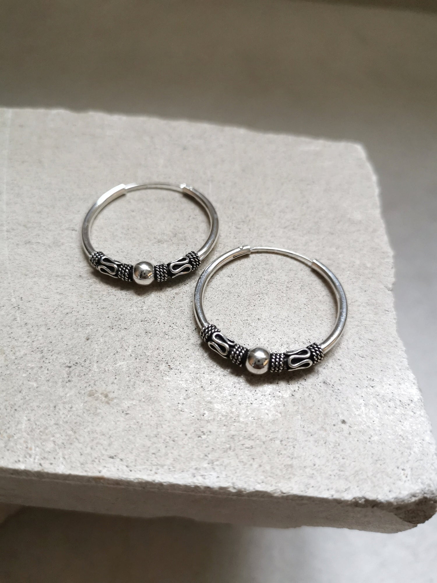 Bali hoop earrings 30 x 2 mm made of 925 silver