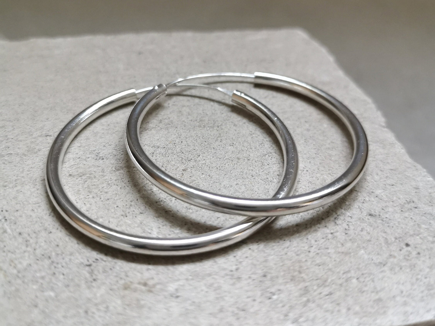 Créoles en argent 925 45 mm x 3 mm, boucles d'oreilles minimalistes, créoles en argent, créoles en argent sterling, créoles épaisses