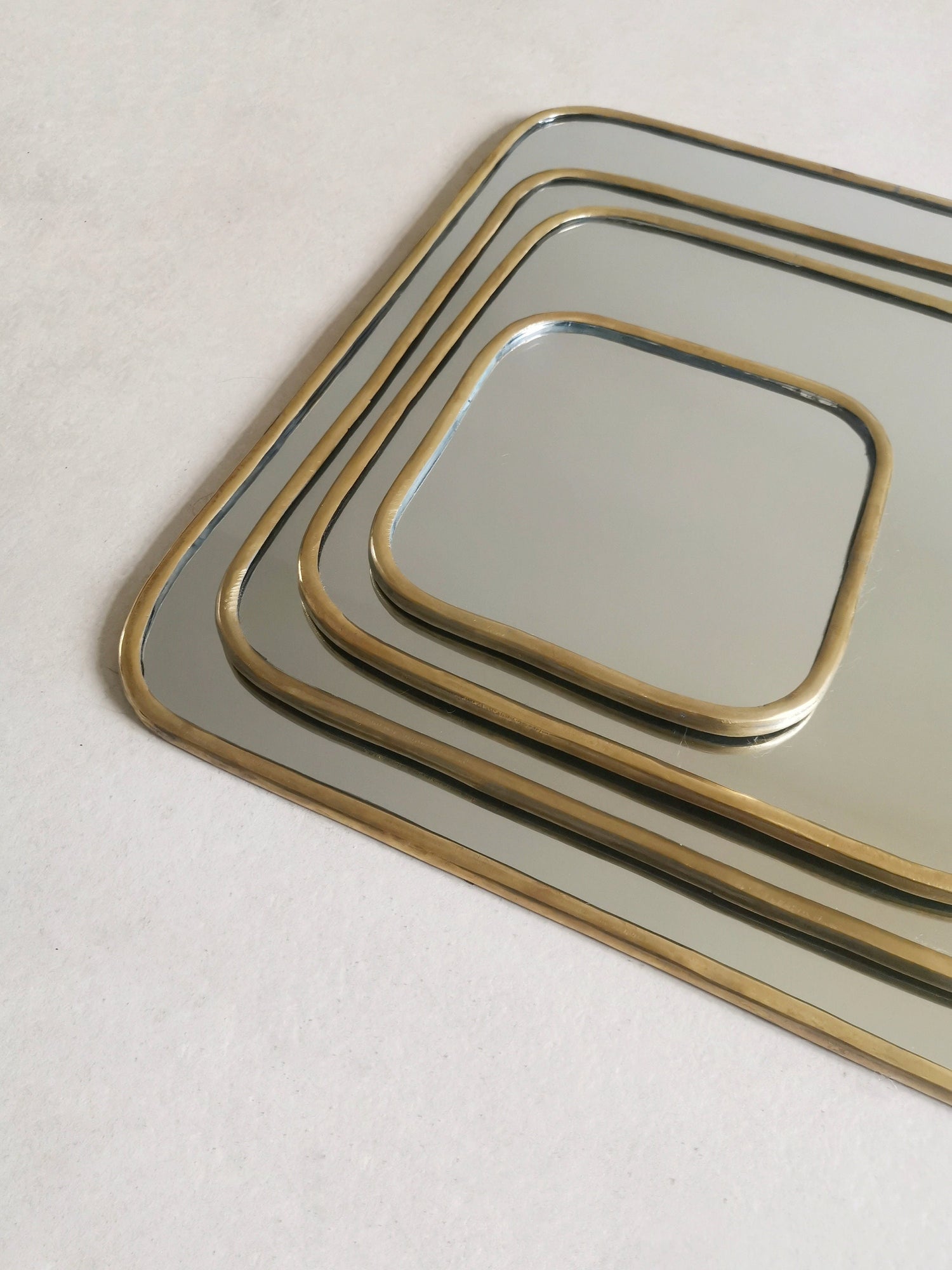 Square mirror, mirror with golden brass frame, square wall mirror, handmade in Morocco