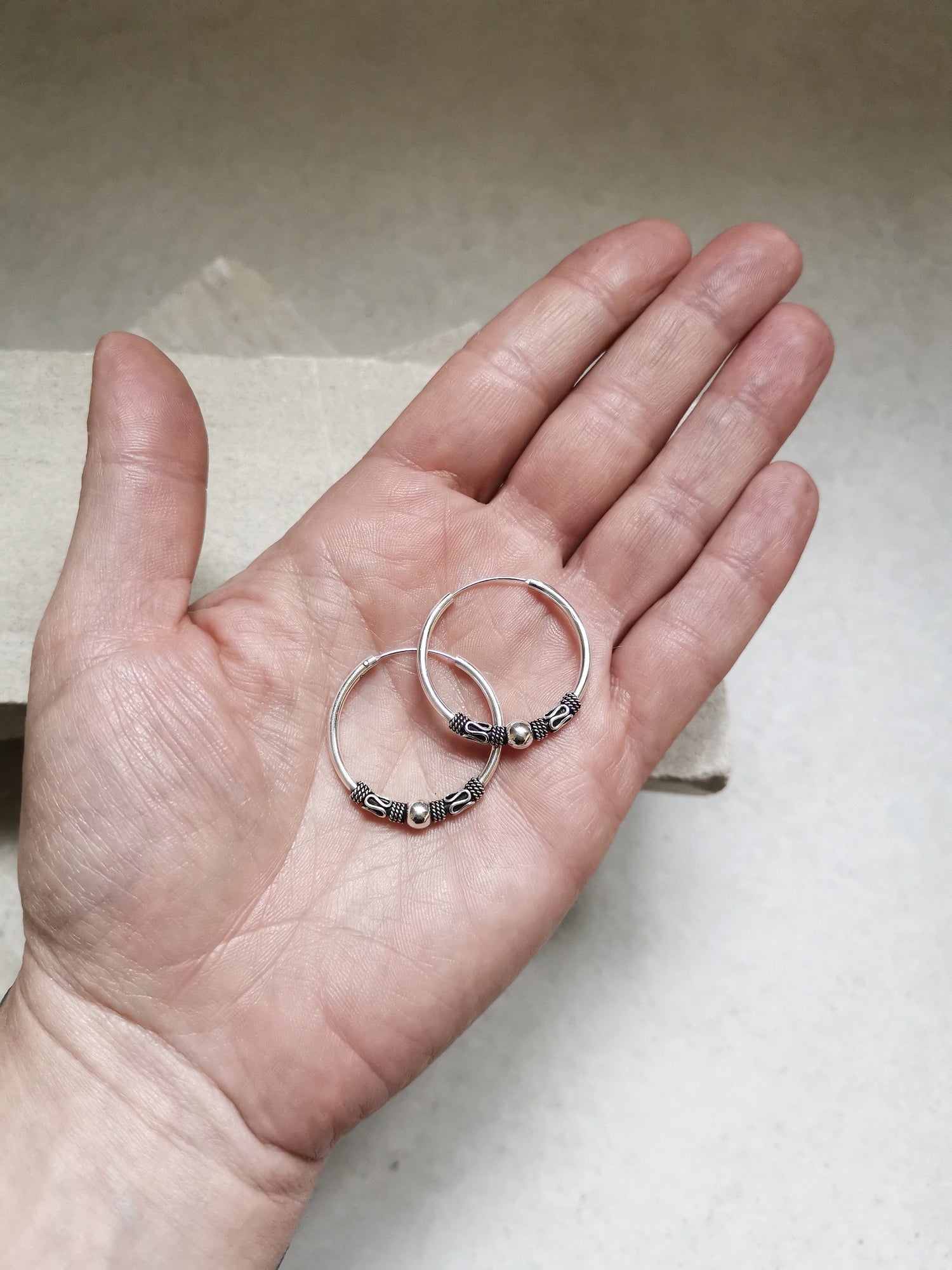 Bali hoop earrings 30 x 2 mm made of 925 silver