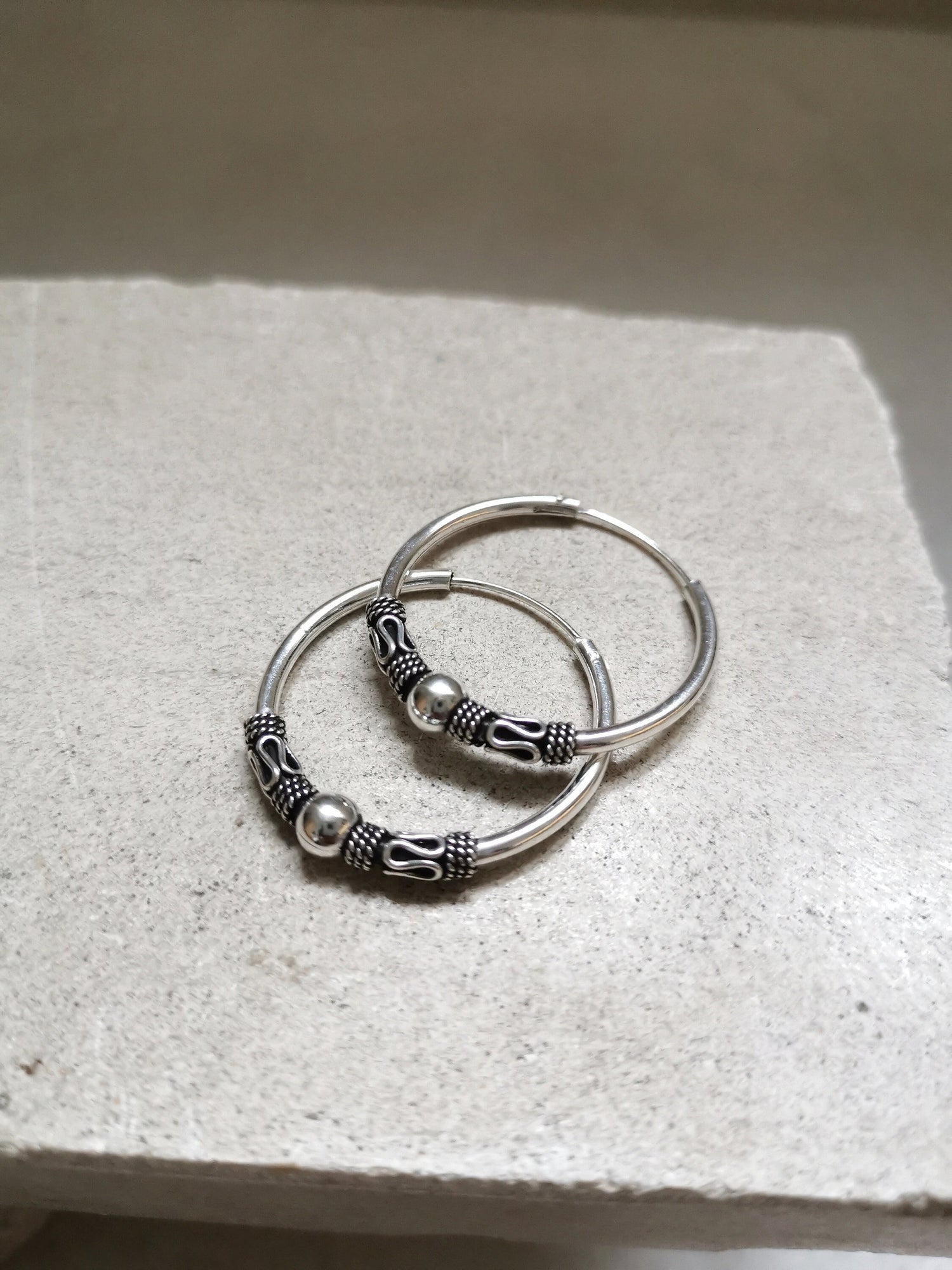 Bali hoop earrings 30 x 2 mm made of 925 silver