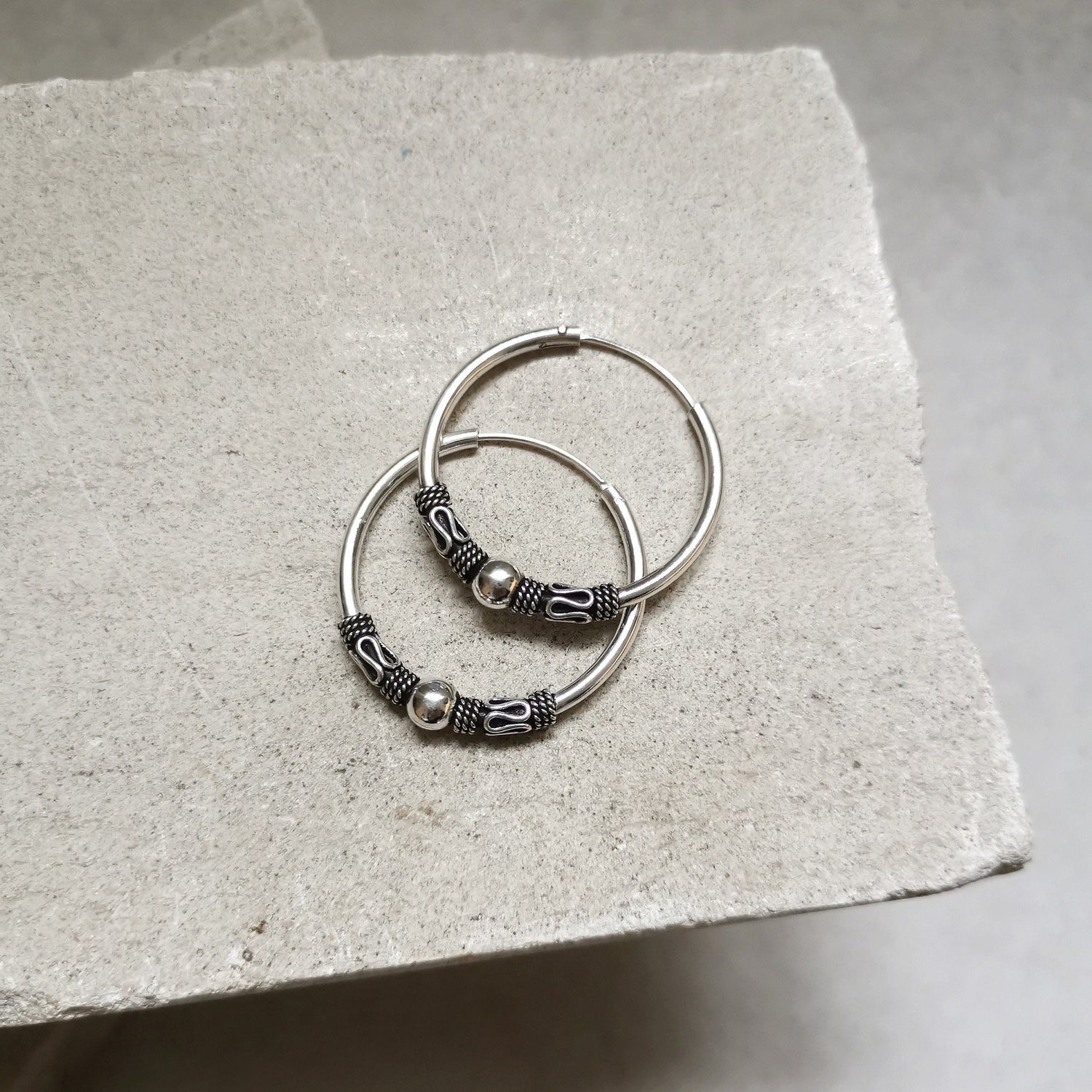 Bali hoop earrings 30 x 2 mm made of 925 silver