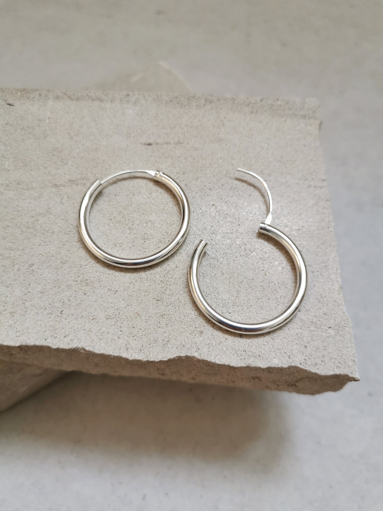 Créoles en argent 925 30 mm x 3 mm, minimalistes, style hippie gitan, créoles en argent sterling, créoles épaisses