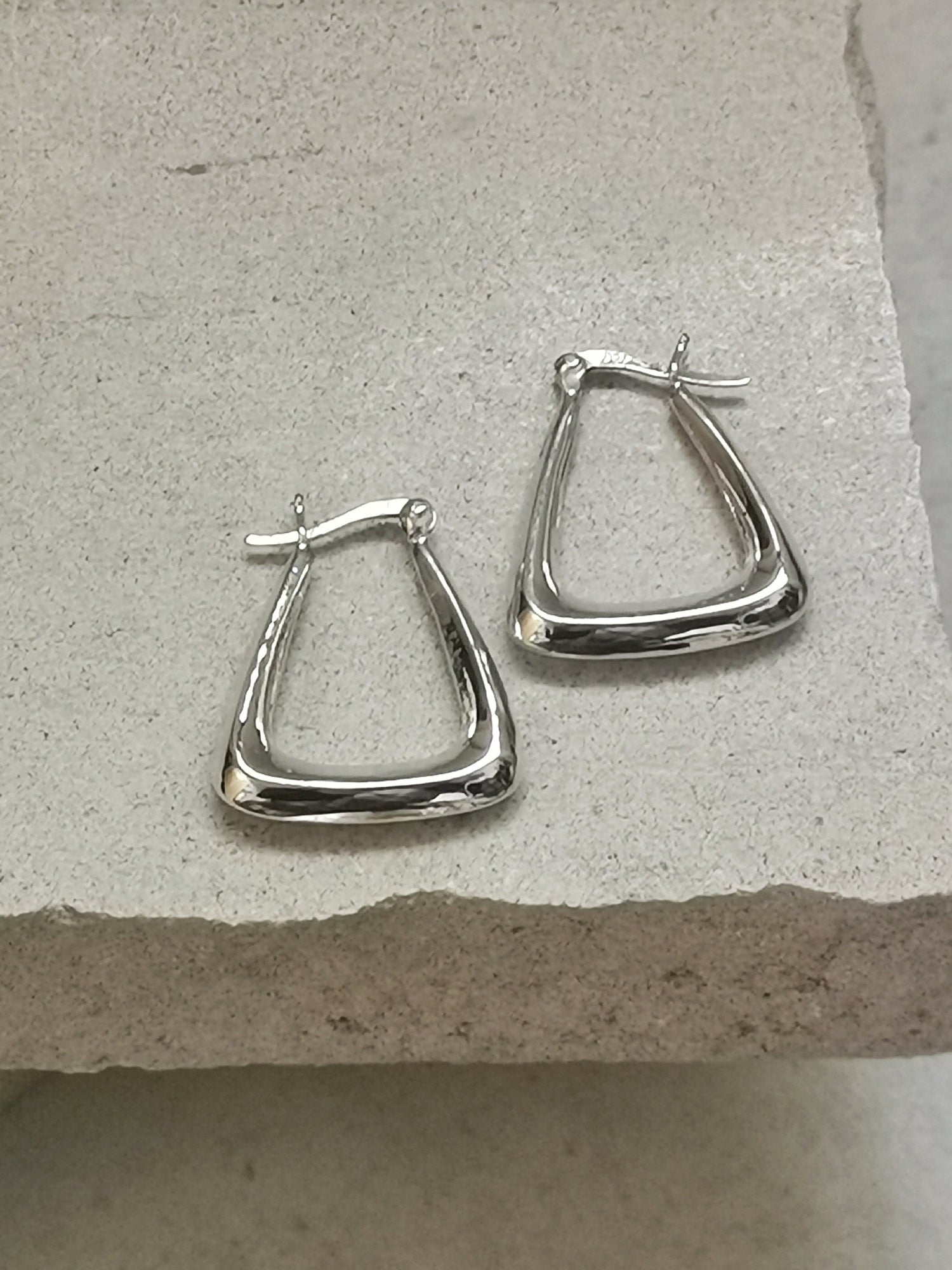 Boucles d'oreilles créoles en argent 925, forme trapézoïdale, géométriques, triangulaires, minimalistes