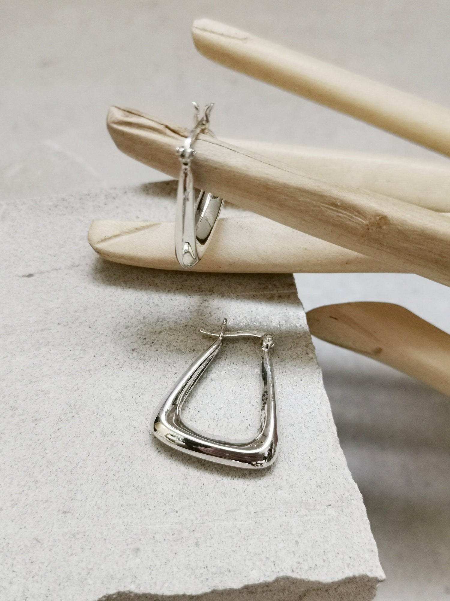 Boucles d'oreilles créoles en argent 925, forme trapézoïdale, géométriques, triangulaires, minimalistes