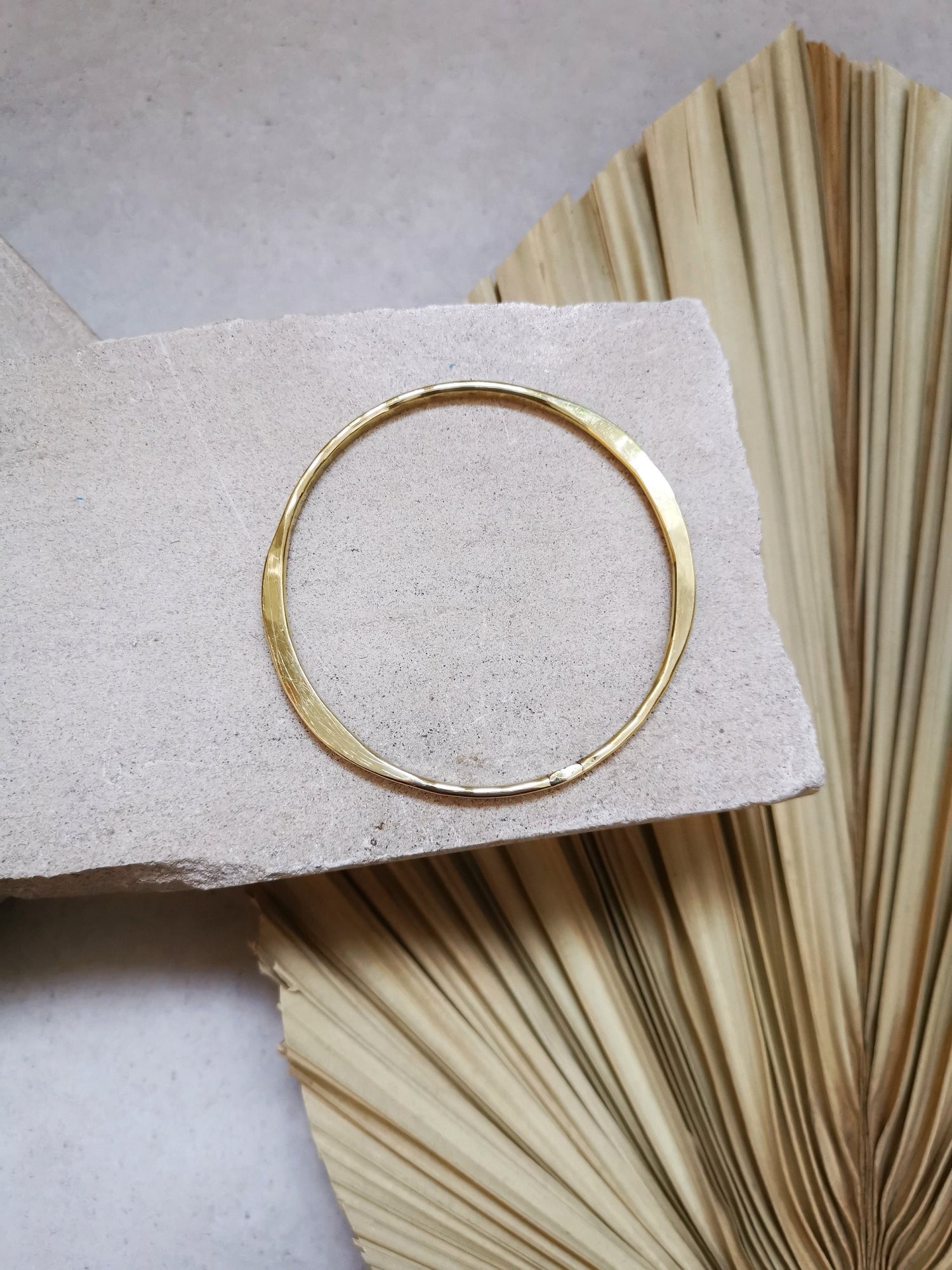 Golden brass bracelet, flat bracelet, tribal golden bangle, minimalist bangle