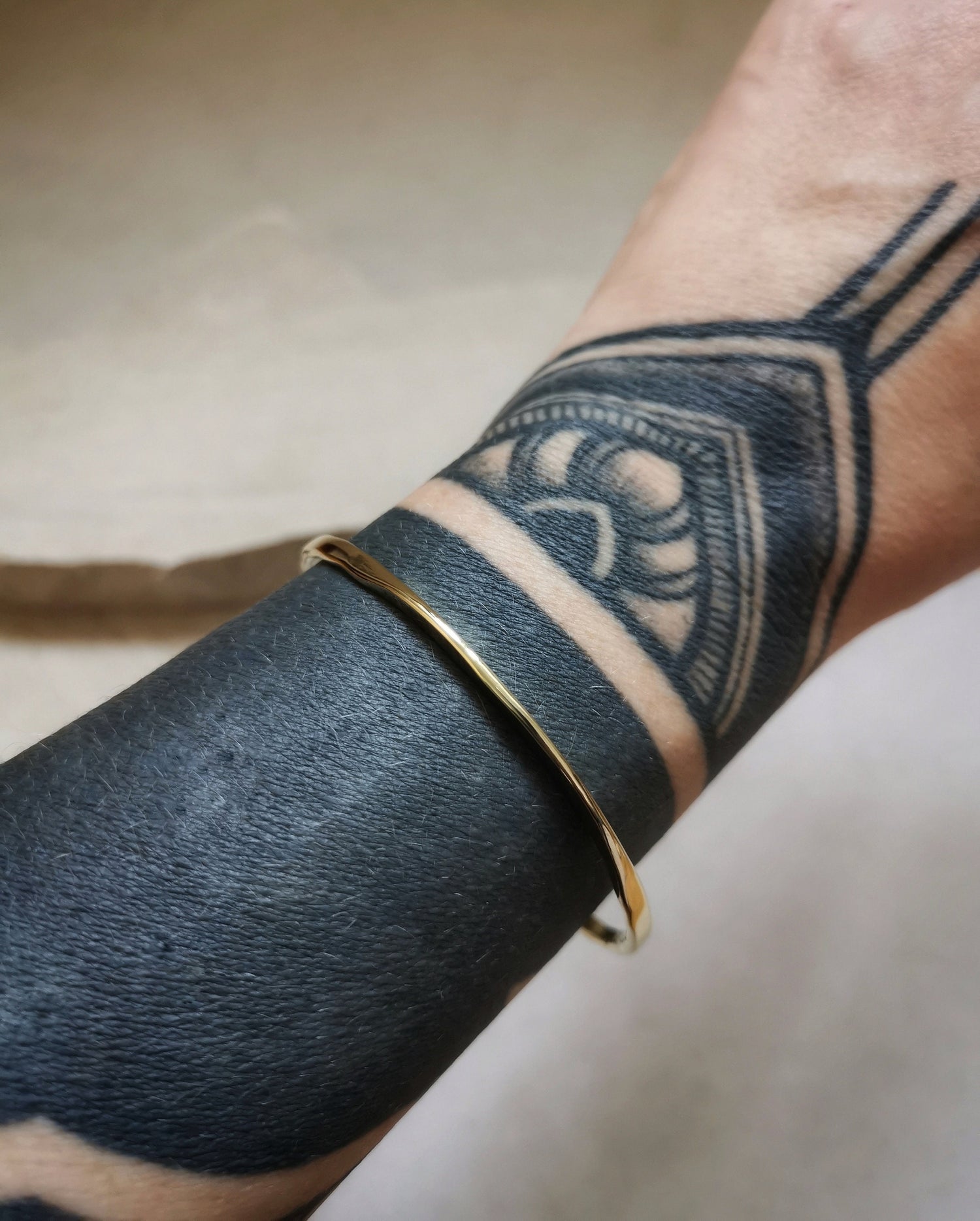 Golden brass bracelet, flat bracelet, tribal golden bangle, minimalist bangle