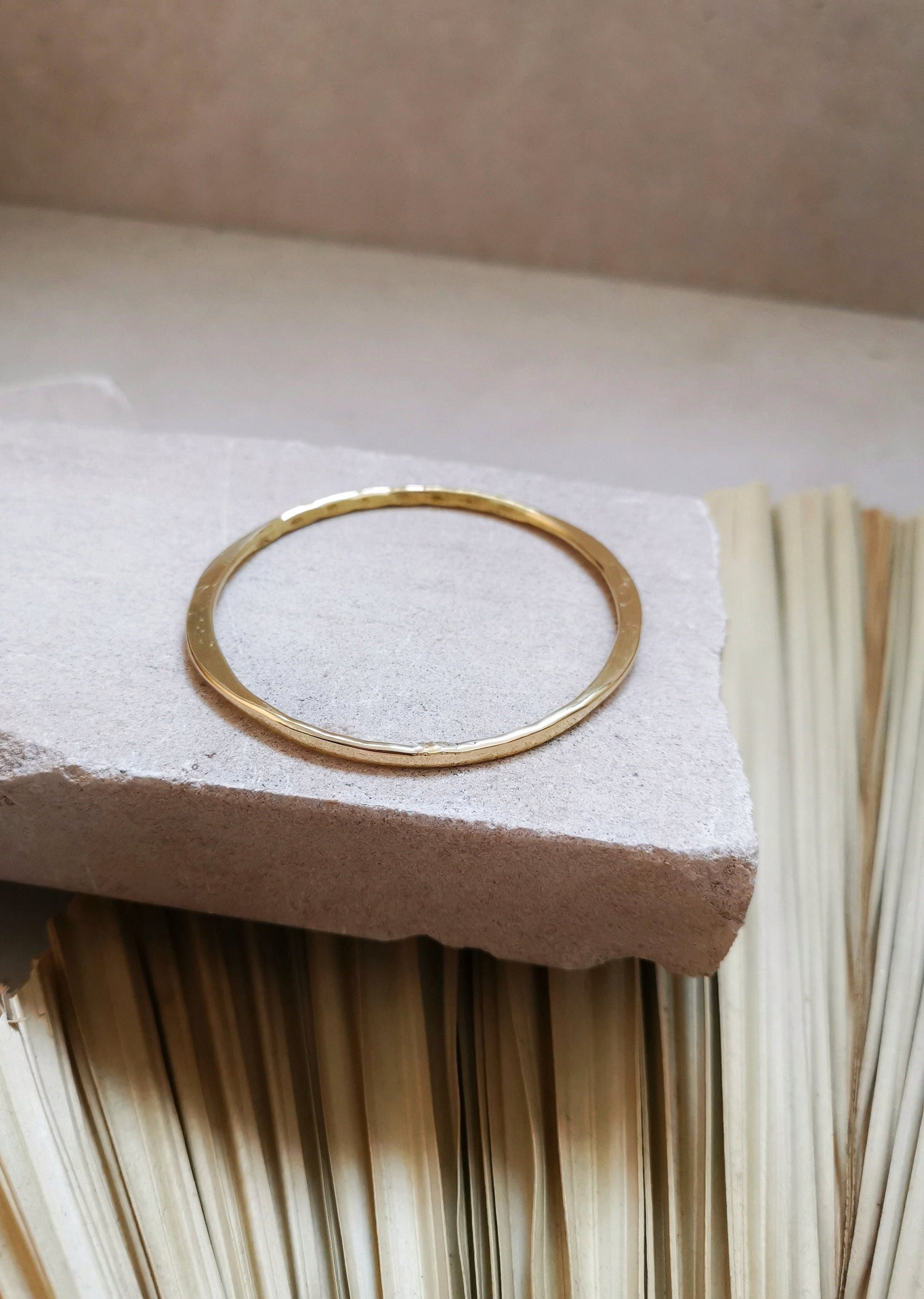 Golden brass bracelet, flat bracelet, tribal golden bangle, minimalist bangle