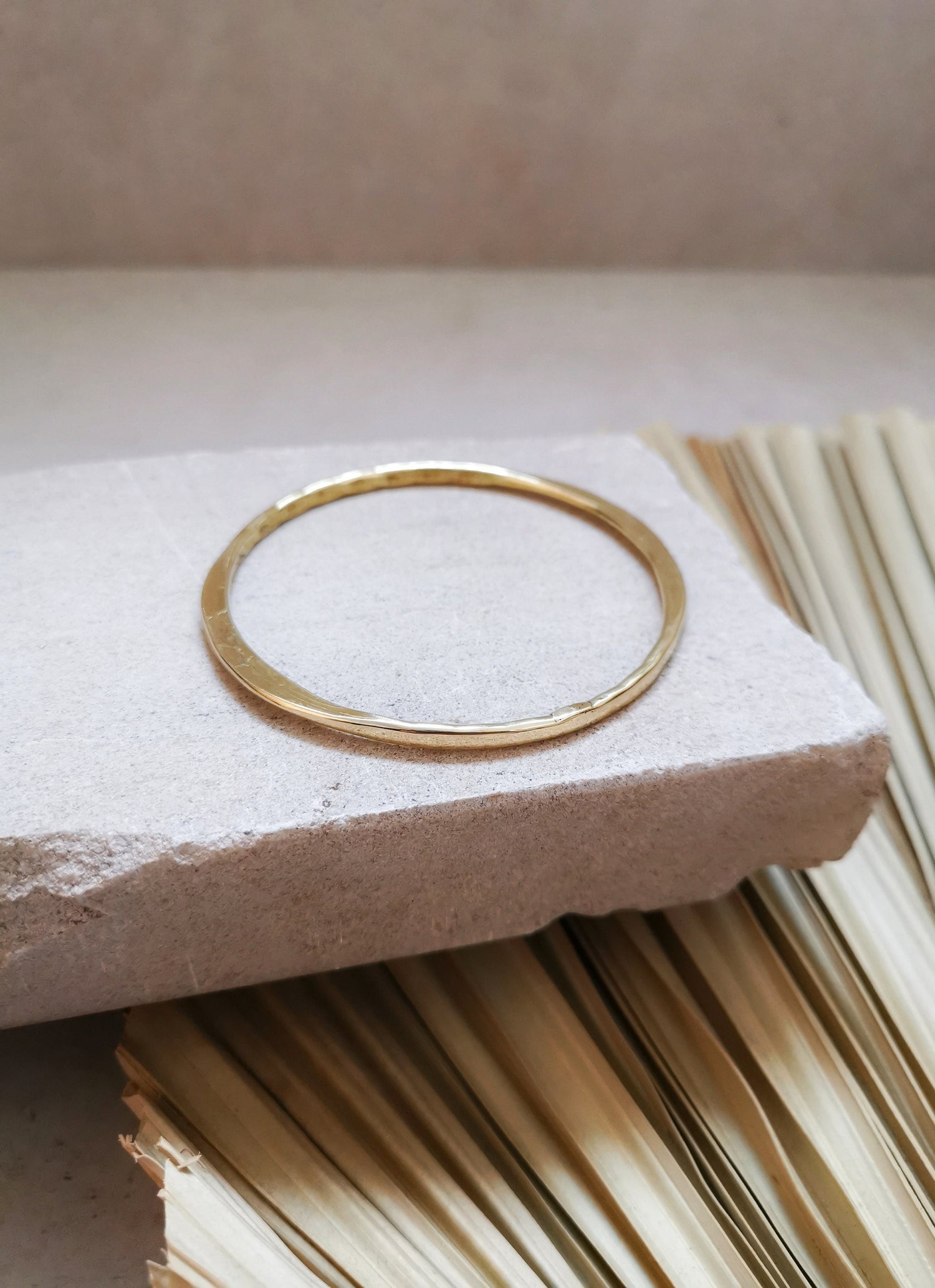 Golden brass bracelet, flat bracelet, tribal golden bangle, minimalist bangle