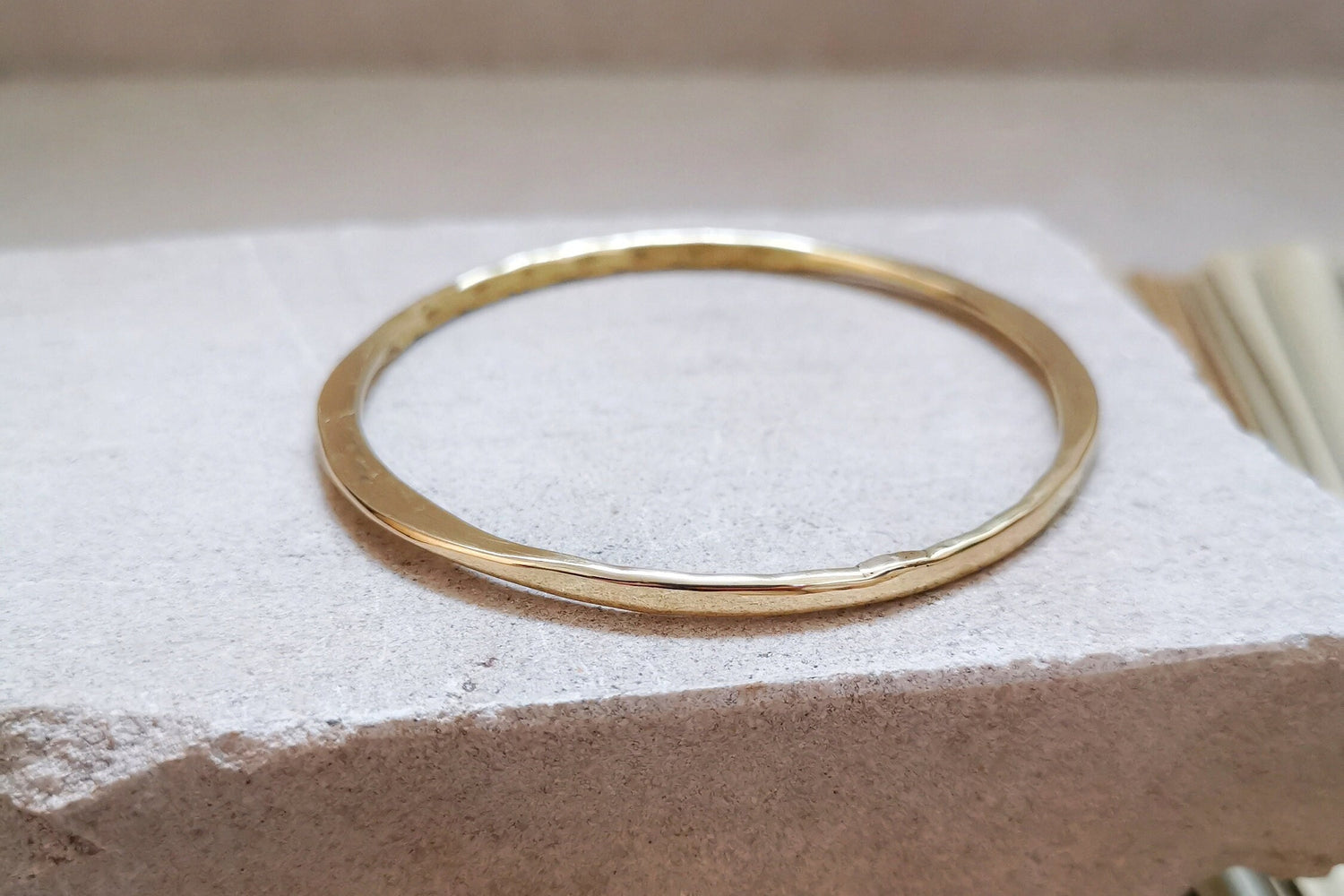 Golden brass bracelet, flat bracelet, tribal golden bangle, minimalist bangle