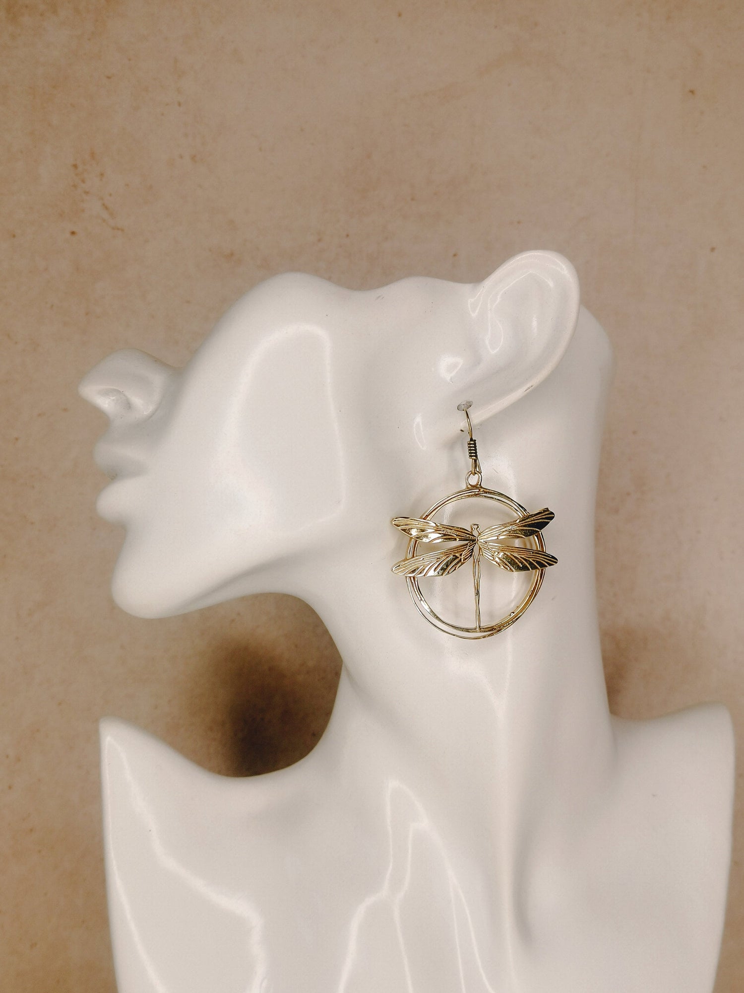Boucles d'oreilles libellule en laiton doré, boucles d'oreilles libellule, boucles d'oreilles libellule en laiton